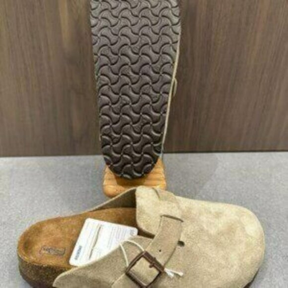 NWT Birkenstock Boston taupe suede mule clogs - Picture 4 of 6
